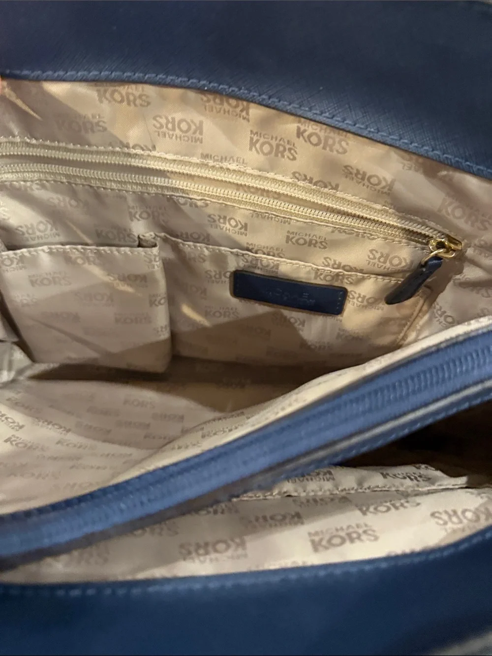 Michael Kors Navy Tote with Front Flap Pocket - Picture 3 of 7